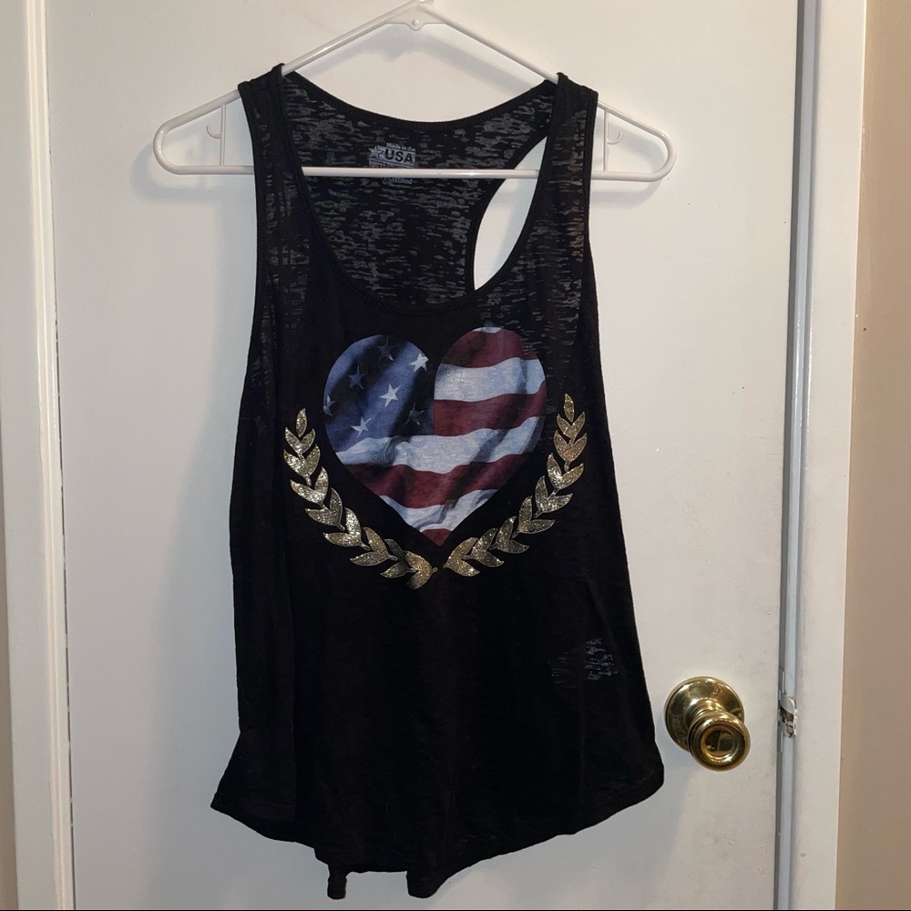 Made in the USA American Flag Heart Tank Top